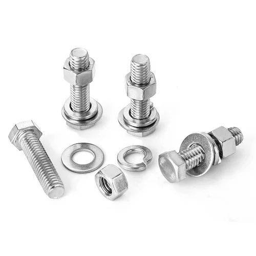 Vista 4 de Tornillos de cabeza hexagonal de 3/8-16 x 1-1/2 pulgadas, tornillos, tuercas, arandelas planas y de bloqueo, kit surtido de acero inoxidable 304