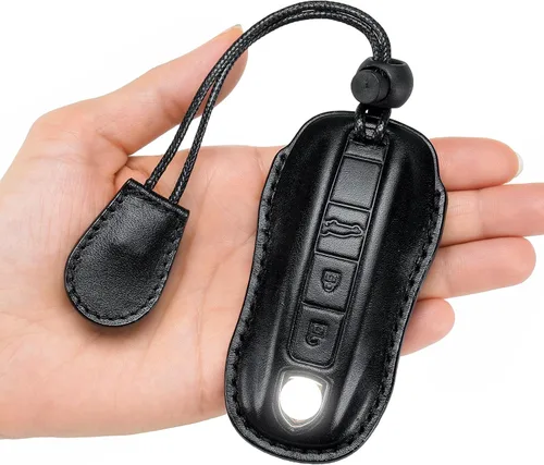Vista 6 de para Funda de Llavero de Cuero Genuino con Keychain, Protector de Estuche de Llaves de Cuero Compatible con Panamera, 911, Cayenne, Macan