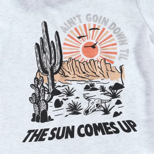 Vista 3 de Ropa de verano para bebé niño y niña, traje de mamá y hombre pequeño, camiseta de vaca y conjunto corto de vaquero para niño pequeño