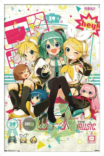 Vista 8 de Hatsune Miku - Póster de pared Hey de 22.4 pulgadas de largo x 14.7 pulgadas de ancho, versión enmarcada de madera de granero