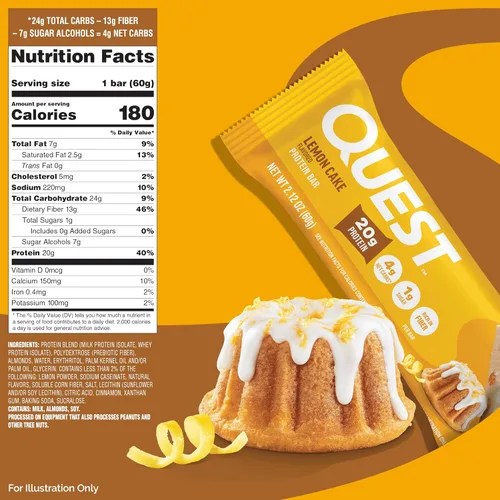 Vista 3 de Quest Nutrition - Barra de proteínas, pastel de limón, 12 unidades 4g Net Carbs, 1g Sugar, Gluten Free, High Quality Protein, Soft and Chewy