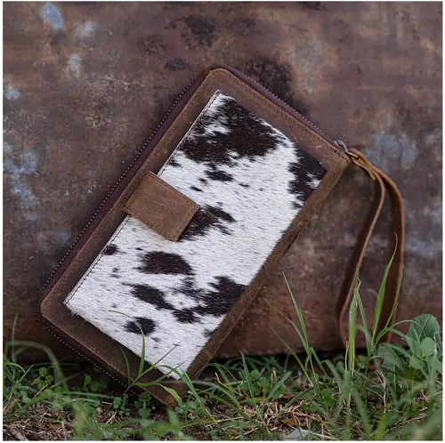 Vista 3 de STS Ranchwear Womens Bentley Distressed Brown Cowhide Zip Around Wallet
