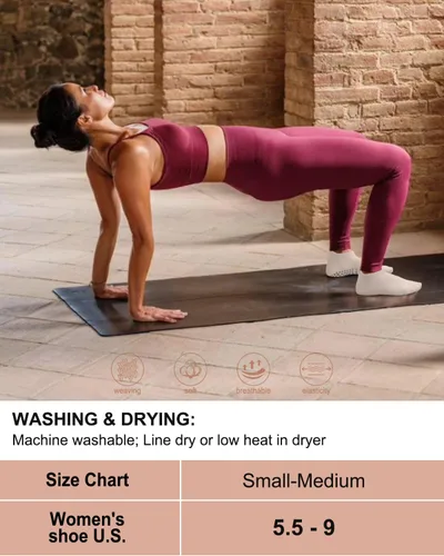 Vista 5 de 5 pares de calcetines de agarre para Pilates y yoga con agarre para mujer, calcetines deportivos antideslizantes para ballet, danza, entrenamiento