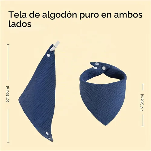 Vista 2 de Baberos de muselina, paquete de 8 baberos bandana para bebé, algodón suave extra absorbente, babero para babear y dentición