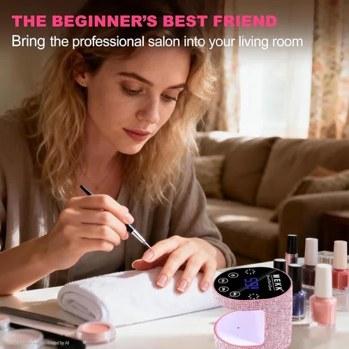 Vista 8 de MEKK Mini luz UV inalámbrica para uñas de gel – Mini lámpara de uñas LED UV recargable de 24 W con control táctil y sensor automático, pequeña