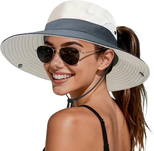 Vista 9 de PFFY Sun Beach Hats for Women Men UV Protection Wide Brim Foldable Fishing Sun Bucket Hat Outdoor Essentials