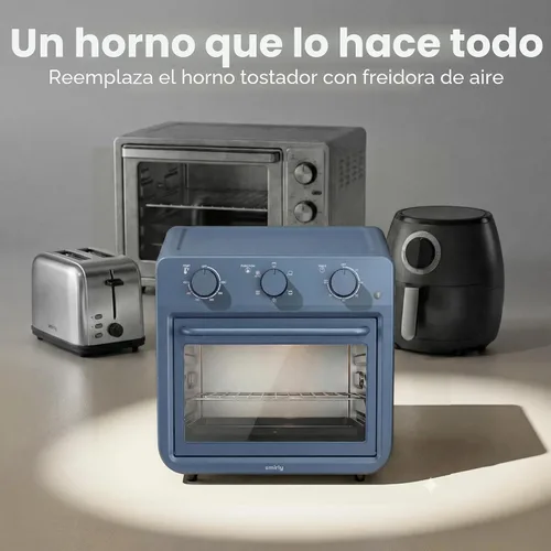 Vista 7 de SMIRLY Combo de horno tostador de freidora de aire 6 en 1, horno tostador Azul