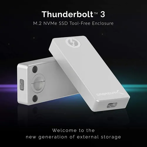 Vista 2 de SABRENT Carcasa de aluminio sólido SSD M.2 NVMe sin herramientas con certificación Thunderbolt 3 (EC-T3NS)