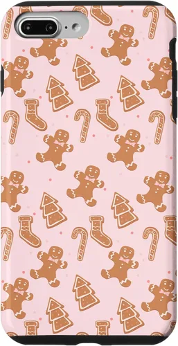 Vista 12 de iPhone 16 Pink Gingerbread Cookie Christmas with Polka Dots Case