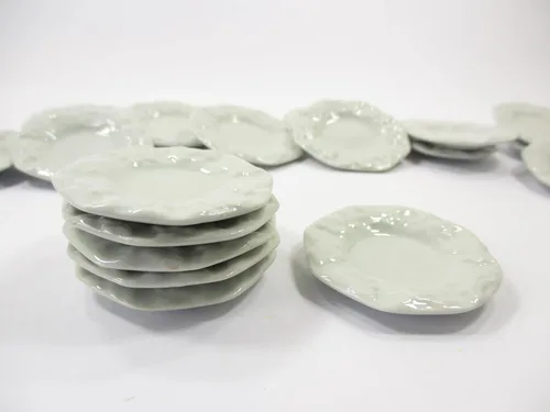 Vista 4 de 6 Plato Octogonal Blanco Arte Casa de muñecas Miniaturas Utensilios de cocina Cerámica 1:6 10684