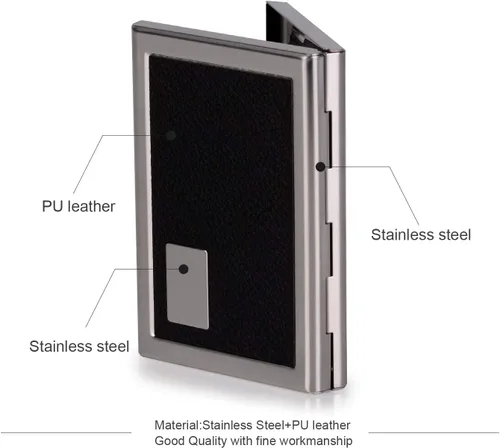 Vista 5 de RFID - Tarjetero de acero inoxidable, protector de tarjetas de crédito para hombre y mujer, Negro), EA2702B