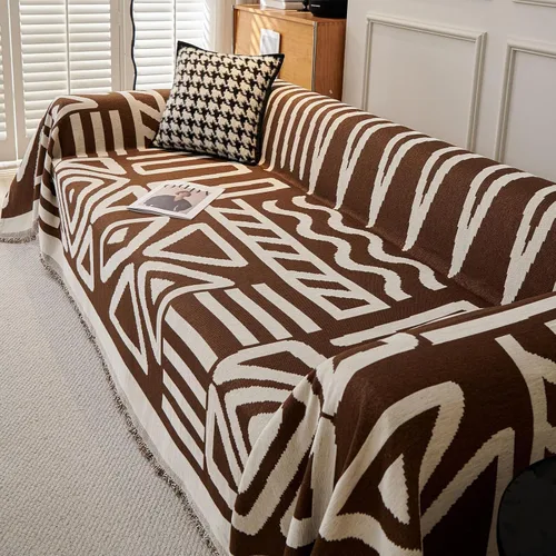 Vista 9 de VClife Funda para silla con acento azteca bohemio de 59 x 71 pulgadas, funda reversible y lavable de felpilla para sillón, color marrón castaño
