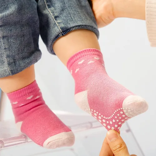 Vista 4 de Sosenfer Calcetines antideslizantes para niños pequeños con pinzas, 5-10 pares de calcetines antideslizantes para bebés de 1 a 7 años, hechos