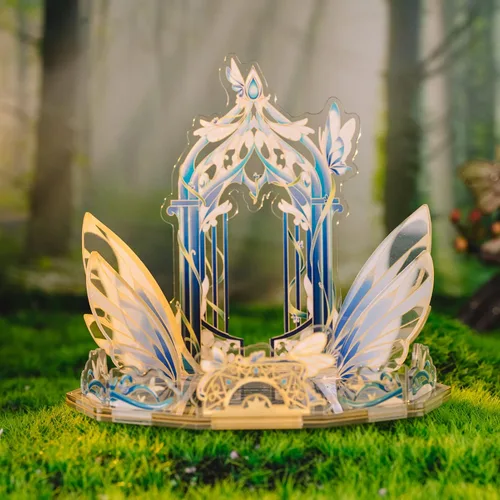 Vista 9 de MU Serie de hadas 3D Kit de modelo de rompecabezas de metal Carruaje de elfo de Cenicienta, edificio en miniatura del palacio mágico de la princesa