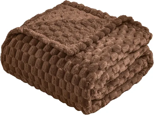 Vista 107 de Vessia - Manta de forro polar de franela (50x70 pulgadas), manta 3D de jacquard negra, esponjosa y cálida para sofá, sillón, cama, silla, 300GSM