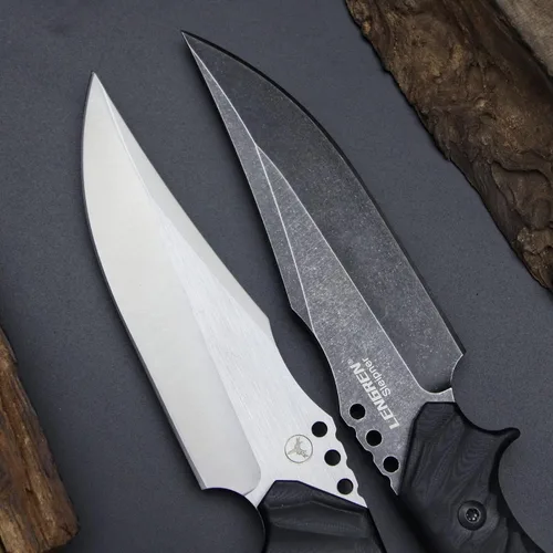 Vista 7 de Cuchillo afilado de hoja fija de 10.2 pulgadas, mango de acero G10, espiga completa, herramienta de caza, cuchillo de bushcraft al aire libre Negro