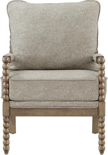 Vista 4 de OSP Home Furnishings Fletcher - Silla decorativa con acabado marrón rústico, tapicería beige niebla