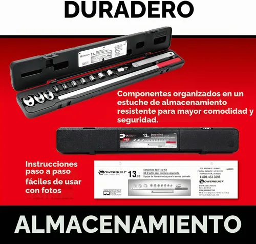 Vista 3 de Powerbuilt Juego de herramientas para correa de serpentina, quitar e instalar correas de serpentina de vehículos con carga de resorte, accesorios