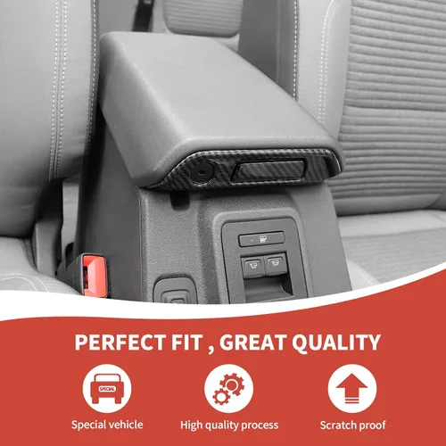 Vista 4 de RAZPOY Cubierta de Moldura de Interruptor de Caja de Reposabrazos Compatible con Ford Bronco 2021-2023 Accesorios Interiores de Fibra de Carbono