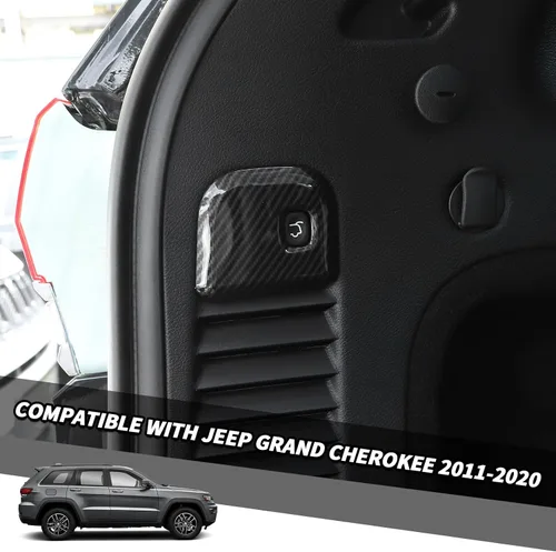 Vista 2 de Jimen Compatible con Jeep Grand Cherokee 2011-2020, cubierta de botón para interruptor de maletero (fibra de carbono)