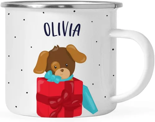 Vista 12 de Andaz Press Taza de café de acero inoxidable con nombre personalizado de 11 onzas para niños, 1 paquete, taza de Navidad personalizada