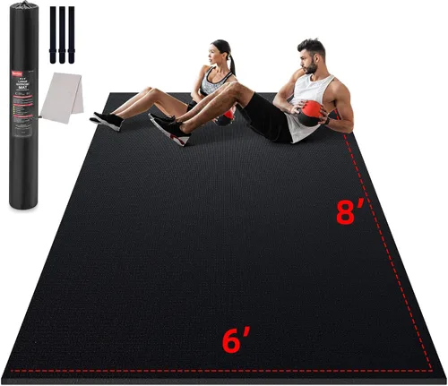 Vista 15 de GymCope - Alfombra grande para entrenar en casa, 12 x 6 pies, 10 x 6 pies, 9 x 6 pies, 8 x 6 pies, 7 x 5 pies, 6 x 4 pies, extragrueso, alfombra
