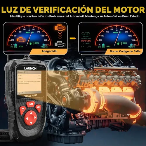 Vista 3 de LAUNCH Escáner Profesional OBD2 Herramienta de Diagnóstico CR3008 Plus, I/M de Una Tecla, Lector de Códigos con Actualización de por Vida, Lector