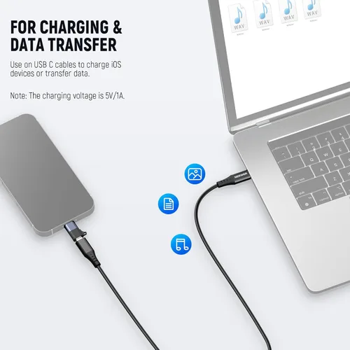 Vista 6 de NEEWER Juego de 2 adaptadores USB C a iOS OTG, USB tipo C (hembra) a iOS (macho) compatible con iPhone 14, 13, 12, 11 X, iPad tipo C, micrófono
