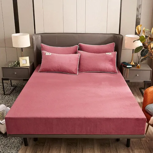 Vista 11 de Sábana bajera suave para invierno, cálidas, antideslizantes, de terciopelo cristalino, para dormitorio, casa de familia, color puro, para cama Azul