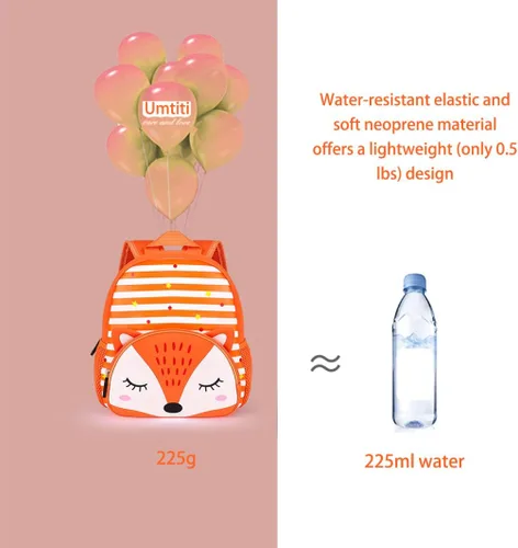 Vista 6 de Umtiti Mochila para niños pequeños, linda mochila preescolar de dibujos animados de animales para niñas de 1 a 5 años, regalo para niños, Fox 3D