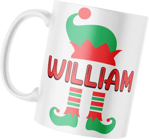 Vista 3 de Taza personalizada con nombre de elfo para Navidad, tazas personalizadas para niños y niñas, regalos de Navidad, taza de café personalizada