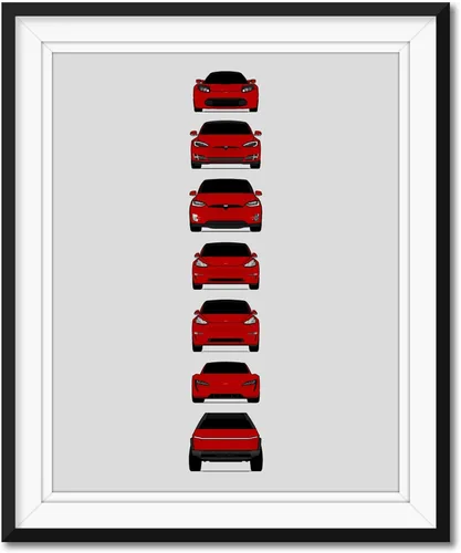 Vista 13 de Custom Car Posters Póster hecho a mano compatible con Tesla Generations e impresión de Roadster, Model S, Model X, Model 3, Model Y, Cyber Truck