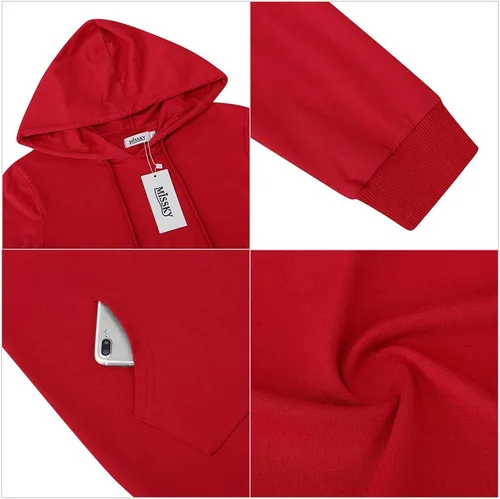 Vista 5 de MISSKY - Vestido informal tipo sudadera con capucha y bolsillos de canguro para mujer