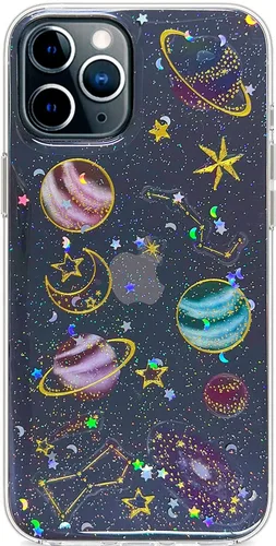 Vista 10 de Abbery Diseñada para iPhone 11 Pro Max, bonita funda transparente con diseño floral, silicona TPU, transparente, seca, flor morada real, moderna
