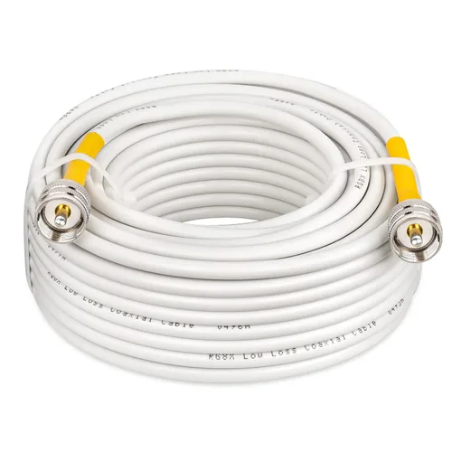 Vista 11 de MOOKEERF RG8x Cable de puente 1m, paquete de 2 cables coaxiales CB de 50 Ohm, cable de antena de baja pérdida UHF PL259 macho a macho, blanco marino