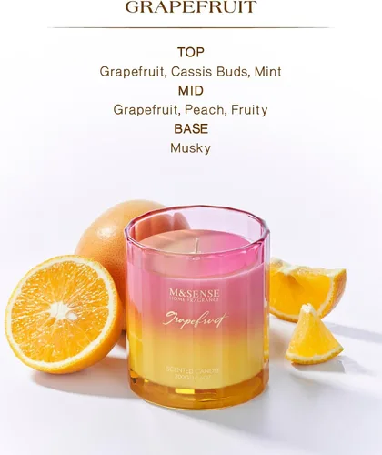 Vista 2 de M&SENSE Velas perfumadas de pomelo para el hogar, 10.6 onzas, 60 horas, velas de soja natural no tóxicas en vidrio de larga duración de combustión