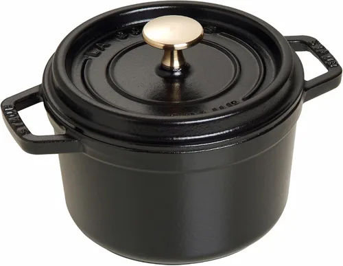 Vista 18 de STAUB - Olla de hierro fundido para horno holandés de 0.5 cuartos, redonda, hecha en Francia, para 1 persona, color negro mate