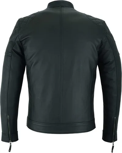 Vista 4 de A&H Apparel Chaqueta clásica de cuero de vaca de dos tonos para hombre, de grano superior