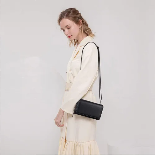 Vista 2 de Peacocktion Cartera para mujer con RFID, cartera cruzada de gran capacidad, 2 correas
