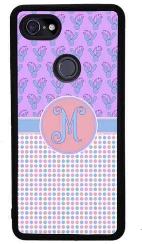Vista 4 de Cats and Cactuses Polka Dots Personalized Initial Black Rubber Phone Case Compatible With Google Pixel 10, 10 Pro, 10 Pro XL, 9a, 9 Pro, Pixel 9