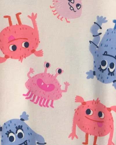 Vista 4 de Carter's Conjunto de pijama de algodón ajustado de 4 piezas para niña Monstruo Chica Azul