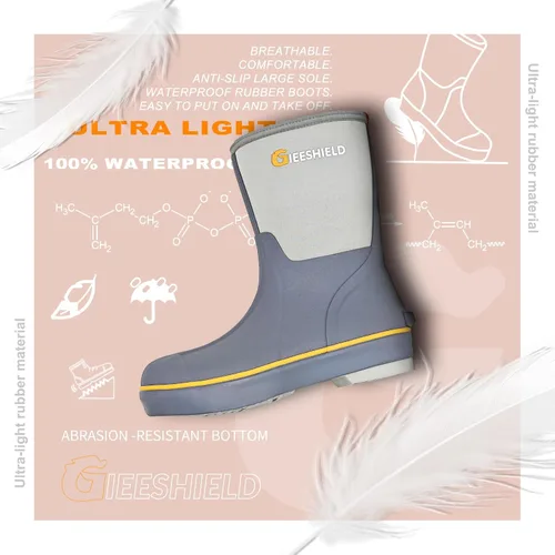 Vista 2 de Mid-Calf Waterproof Insulated Rubber Boots with Steel Shank, 6mm Neoprene Rubber Boots for Men and Women, Ideal for Hunting, Farming, Gardening, and