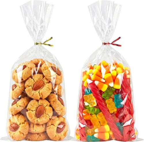 Vista 15 de Morepack Bolsas para barra de pretzel, 2 x 10 pulgadas, 200 bolsas individuales de pretzel con lazos