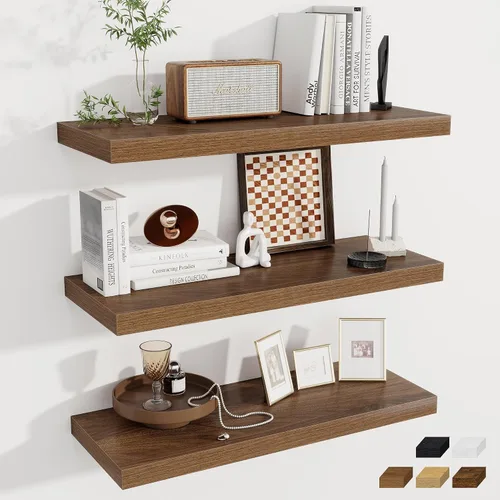 Vista 23 de Fun Memories Pequeños estantes flotantes para pared, estantes cuadrados de pared de 8 pulgadas con soportes invisibles, estantes negros para baño