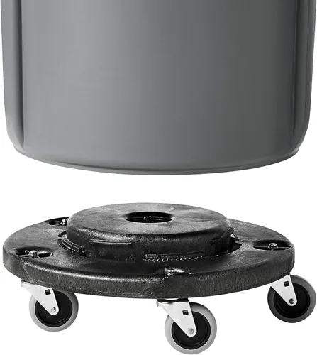 Vista 4 de Rubbermaid Commercial Products Brute Twist on/Off Carretilla Redonda, Negro, Para Usar con Bote de Basura BRUTE, Paquete de 2