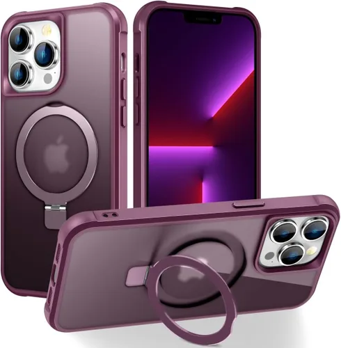 Vista 82 de CHAOFEnG Funda magnética compatible con iPhone 11 con soporte, prueba de caídas de grado militar, compatible con imán, anillo translúcido, parte