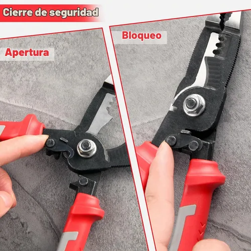 Vista 5 de Alicates multifuncionales 6 en 1 para electricista de 8 pulgadas, alicates de punta larga con pelacables, cortador de aguja, alicates de nariz