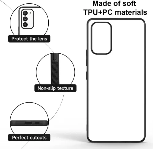 Vista 2 de 5 piezas Galaxy A02S - Funda de sublimación para teléfono en blanco, personalizable, compatible con Samsung Galaxy A02S, TPU suave + policarbonato