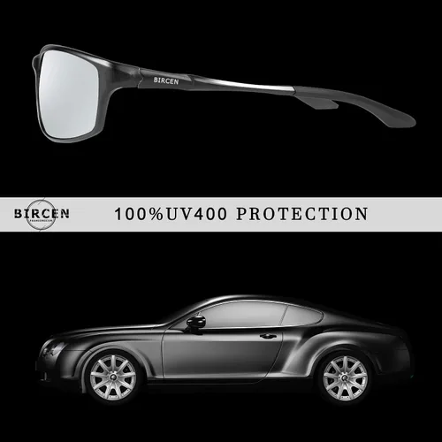 Vista 5 de BIRCEN Gafas de sol polarizadas para hombre protección UV, tonos azules y negros para hombre, conducción deportiva con marco de metal Al-Mg