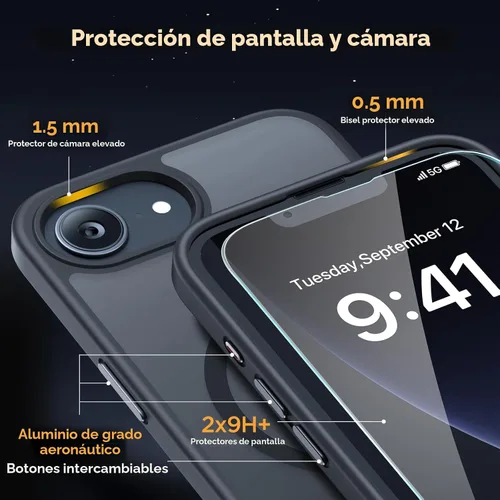 Vista 6 de miracase Funda para iPhone 16e y iPhone 17e para MagSafe [con 2 protectores de pantalla de 9H + ] Protección superior de grado militar a prueba